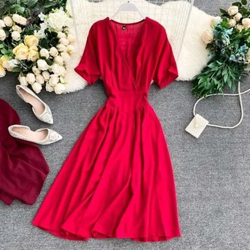 Levoire | Robe unie à encolure en V Rot Une taille