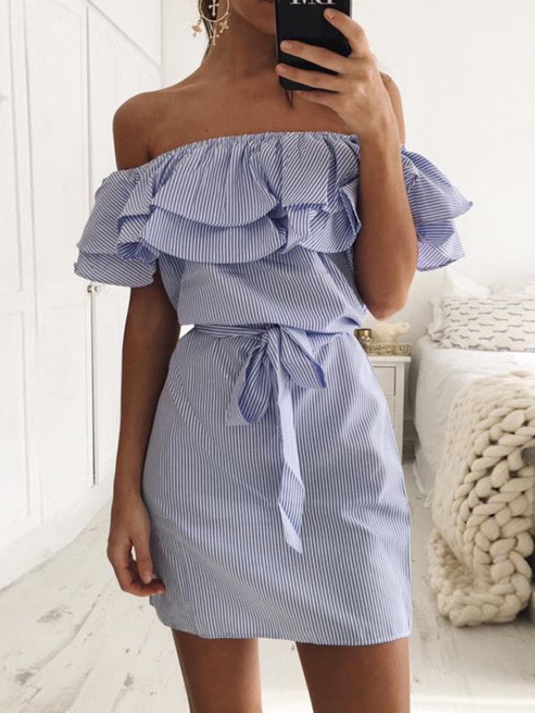 Robe mini femme avec volants et ceinture à nouer Levoire