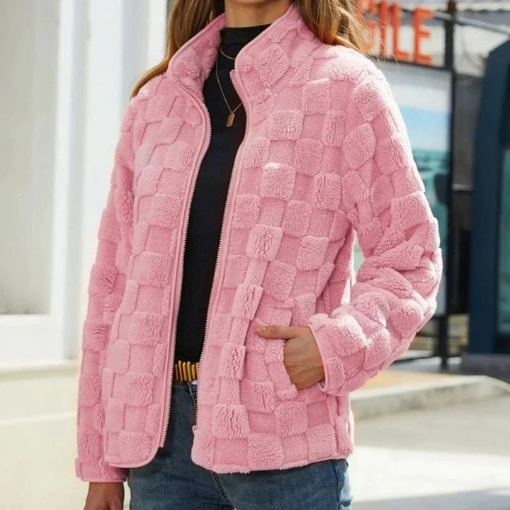 Levoire | Veste En Fleece Chaude Avec Motif Carreauté Rosa