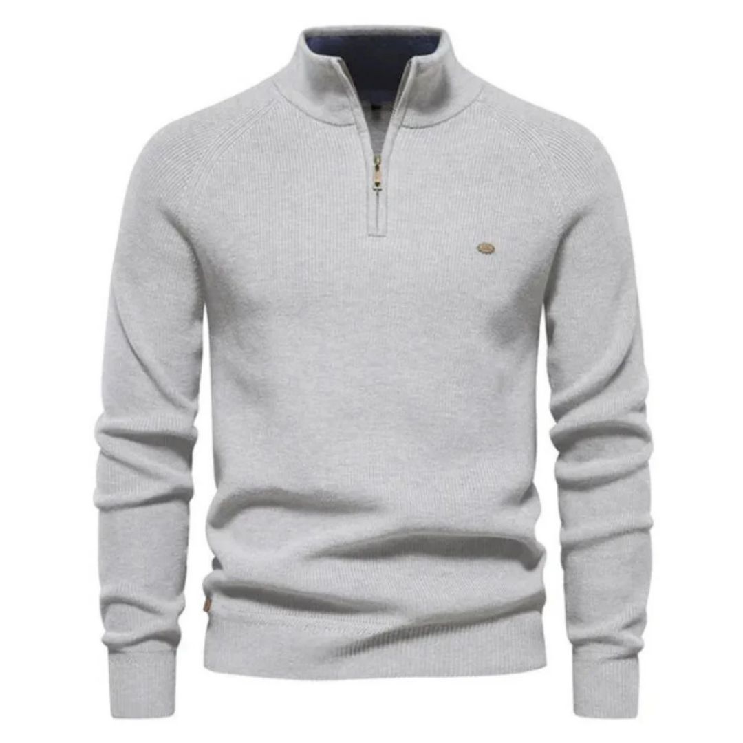 Levoire | Pull En Tricot Pour Homme Avec Col Zippé Gris clair