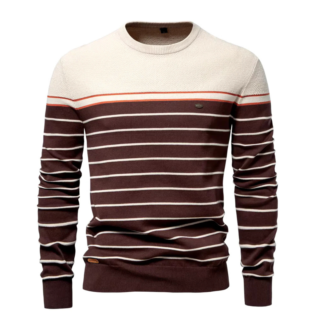 Levoire | Pull En Tricot Maritime Avec Motif Rayé Braun