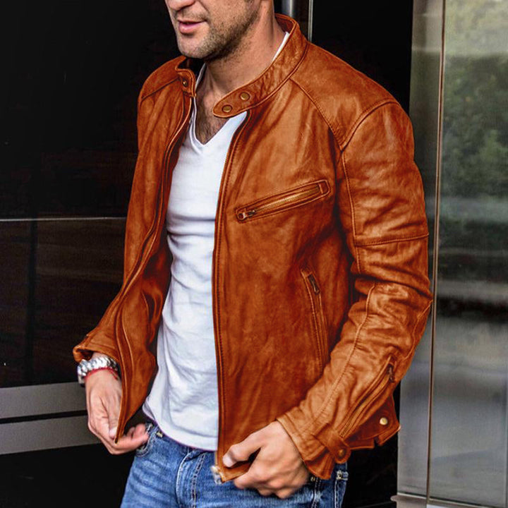 Levoire | Modern Long Sleeve Jacket With Zipper Closure And Pockets Braun