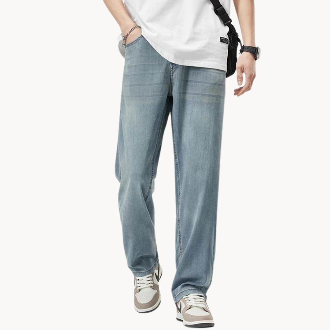 Levoire | Pantalons À Jambes Droites Léger Et Respirant Coupe Décontractée Retro Bleu