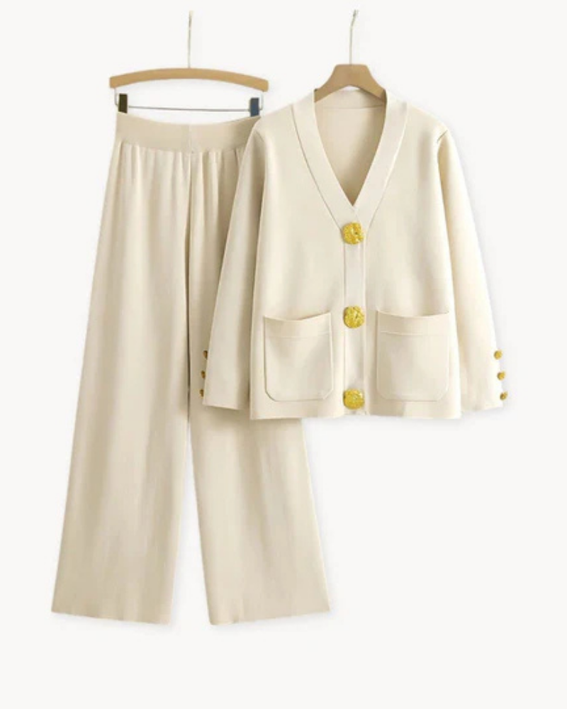 Levoire | Ensemble de gilet en tricot élégant Crème