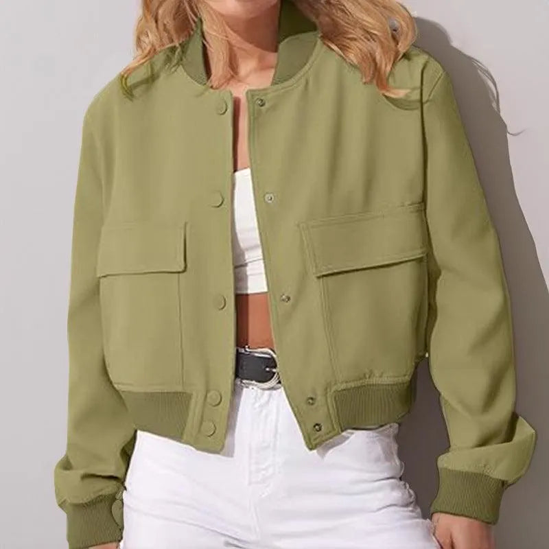 Levoire | Veste avec bouton et grandes poches Vert olive