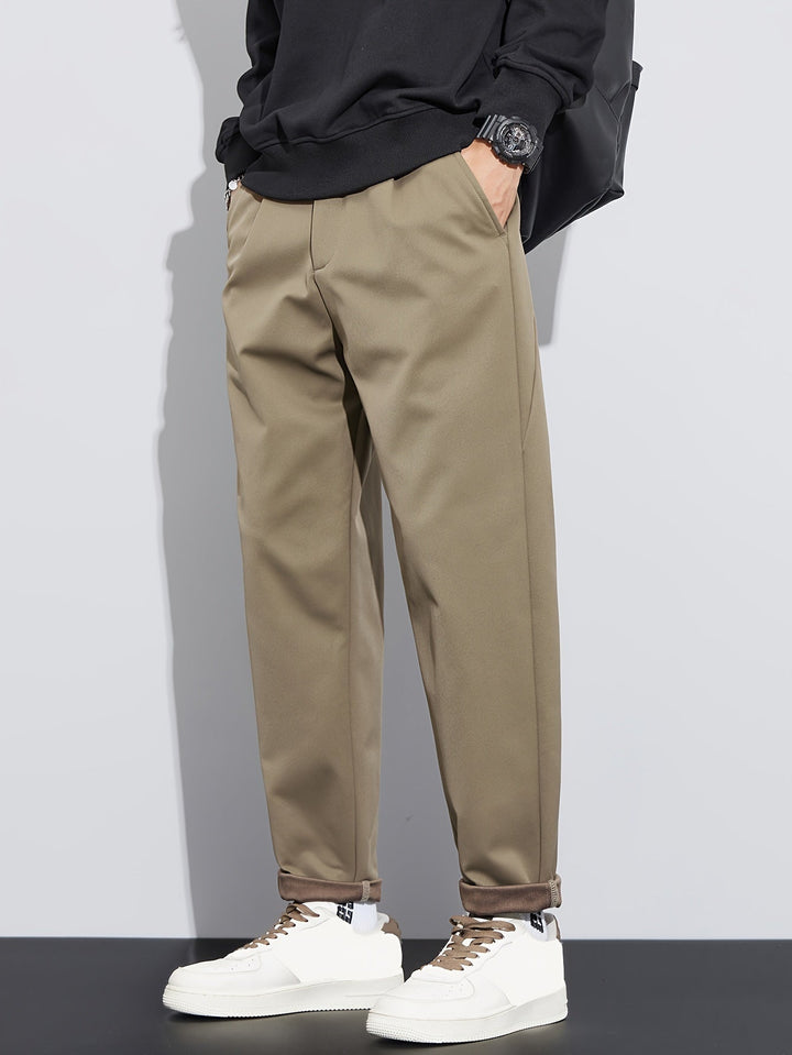 Levoire | Pantalons Unis Confortables Pour Hommes À Jambes Droites Khaki Couleur