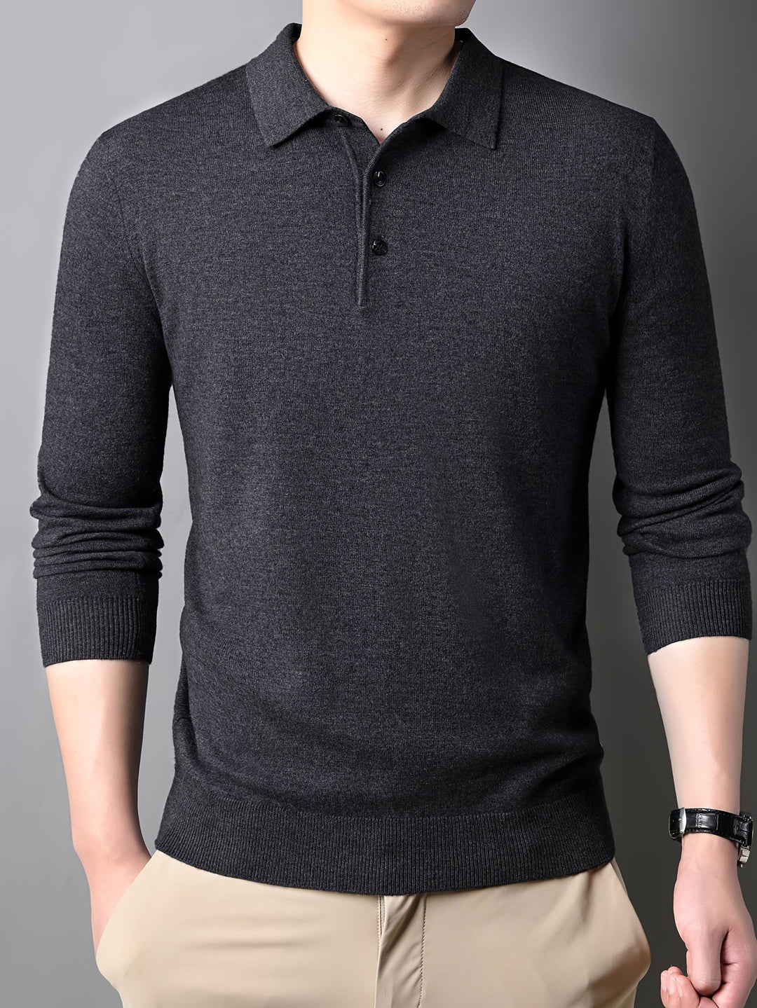 Levoire | Rento Tricoté Pull Homme En Laine Avec Revers Dans Une Couleur Non Combinée