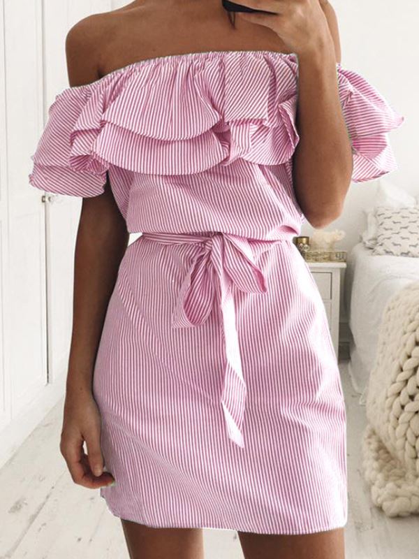 Robe mini femme avec volants et ceinture à nouer Levoire