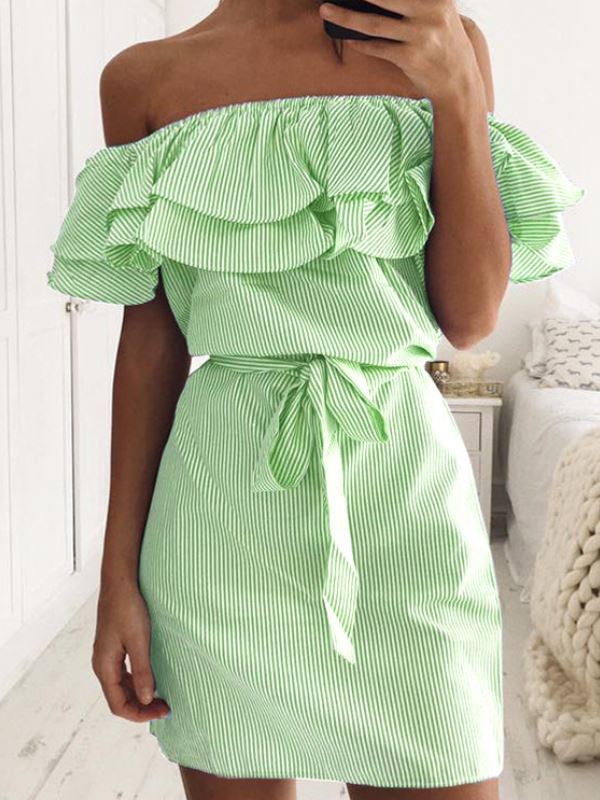 Robe mini femme avec volants et ceinture à nouer Levoire