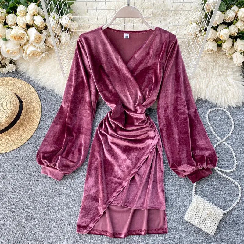 Levoire | Robe plissée sexy sur les hanches Fuchsia