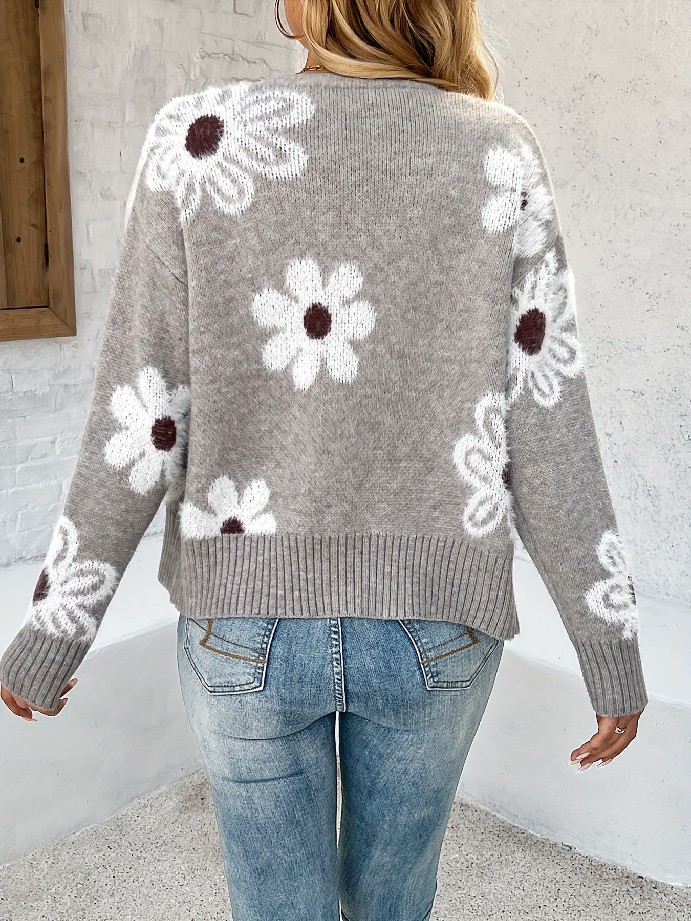 Levoire | Cardigan À Imprimé Floral À Manches Longues Et Décolleté En V Avec Boutons