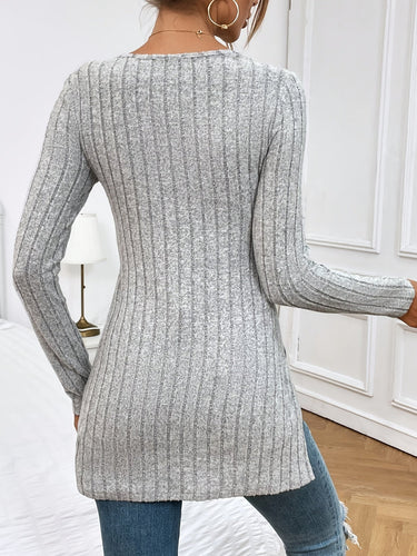 Levoire | Top Sans Couture À Col En V Avec Manches Longues Et Fente