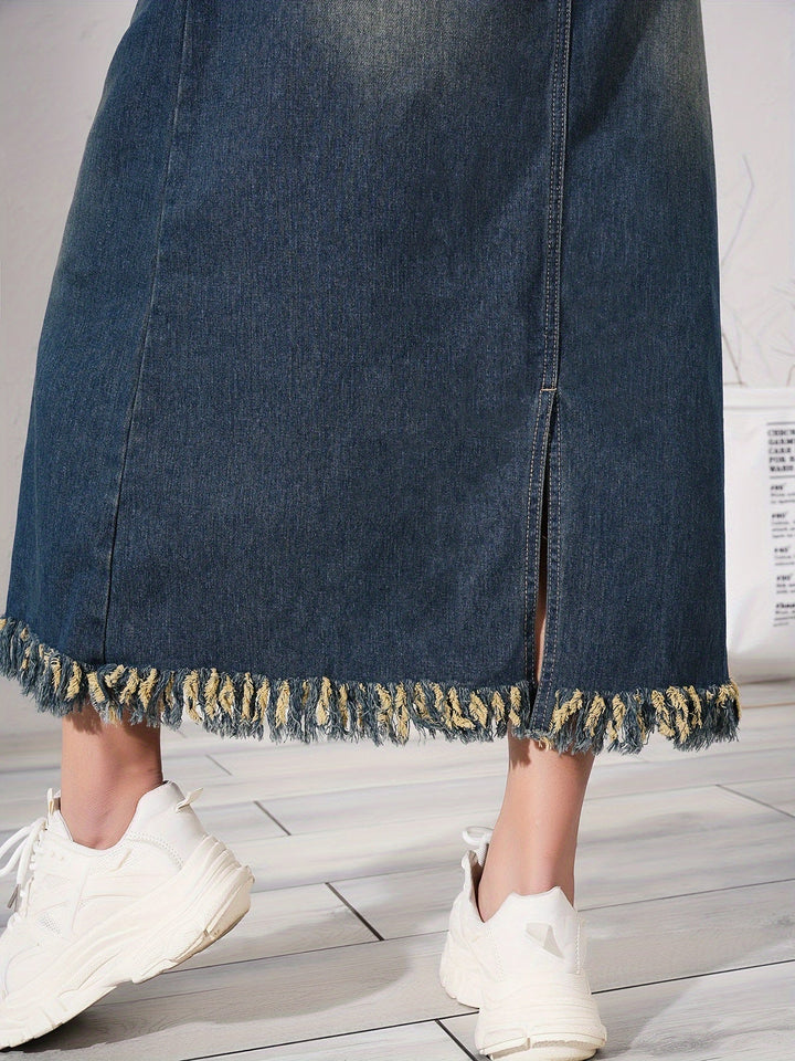 Levoire | Robe Maxi Denim Rentoa Avec Ourlet Brut Et Cordon Réglable