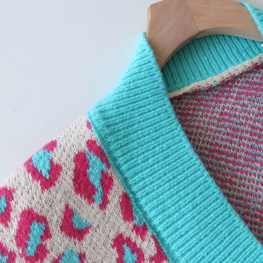 Levoire | Veste En Tricot Avec Des Motifs Léopard Modernes