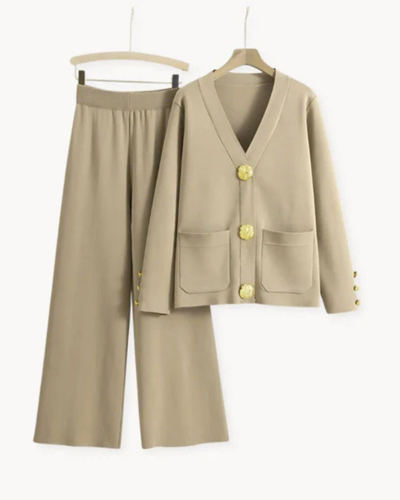Levoire | Ensemble de gilet en tricot élégant Beige
