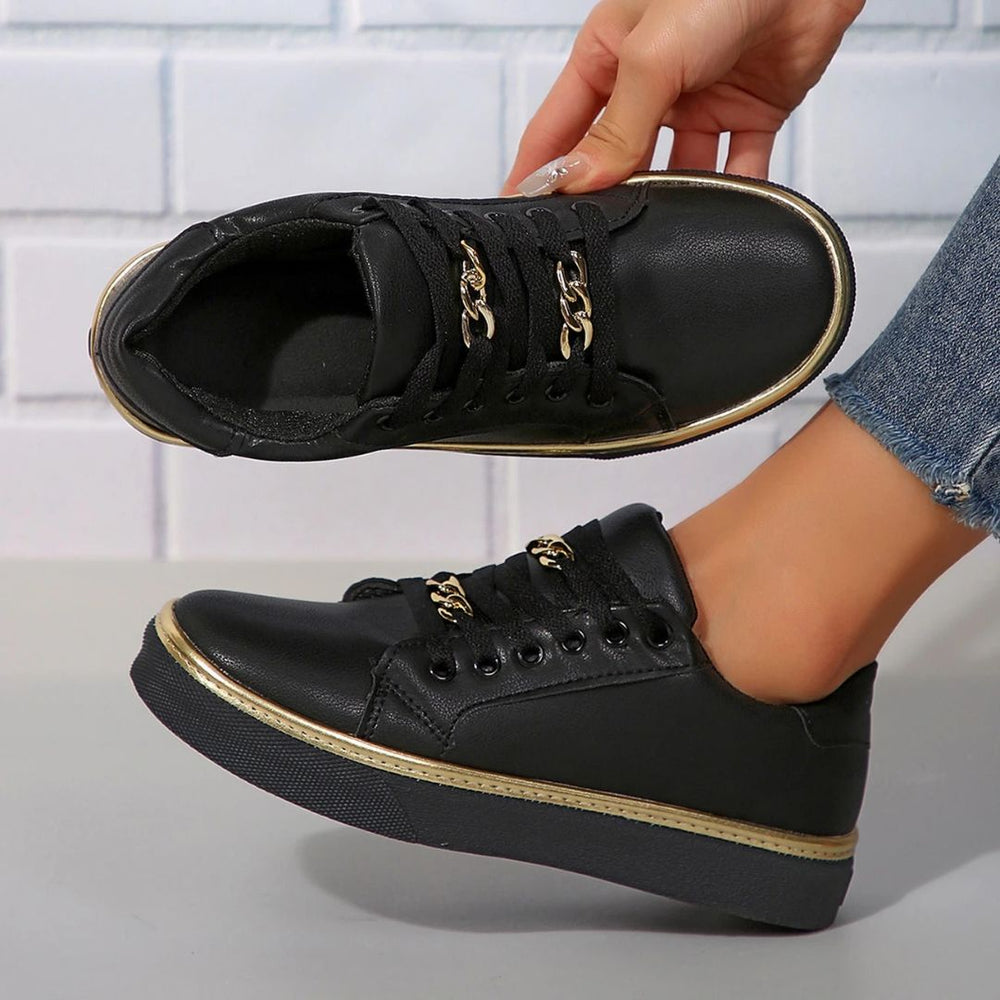 Levoire | Baskets Confortables Pour Femmes Avec Des Accents Dorés Et Semelle Intérieure Douce Pour L'Été Noir