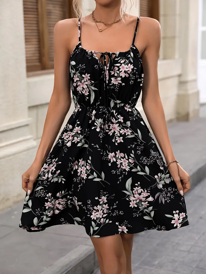 Levoire | Robe De Vacances Avec Imprimé Floral, Taille Étroite Et Bretelles Spaghetti