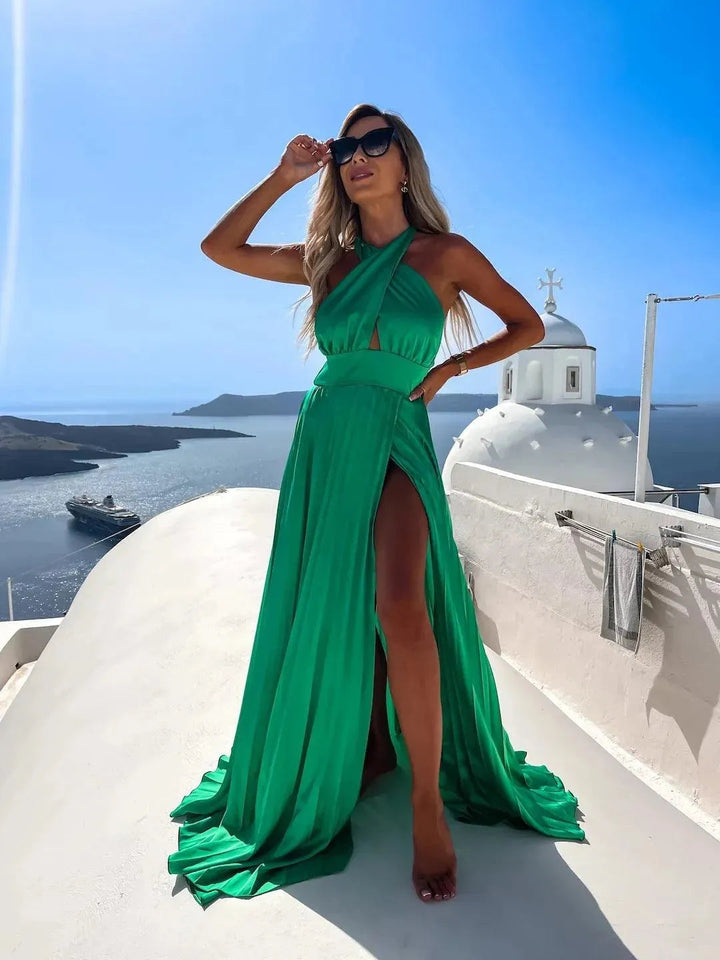 Levoire | Robe longue à encolure croisée Vert