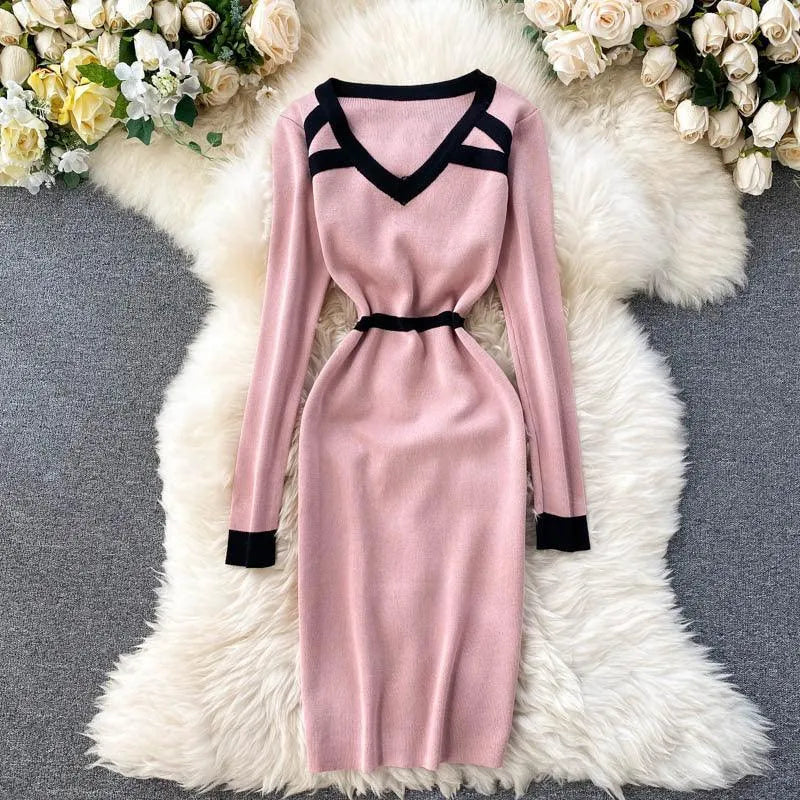 Levoire | Robe tricotée avec un bas de robe basique Rosa Une taille