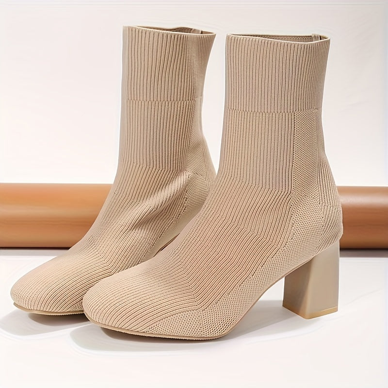 Levoire | Bottines À Semelle En Tricot Avec Tige Mi-Haute Et Talon Block