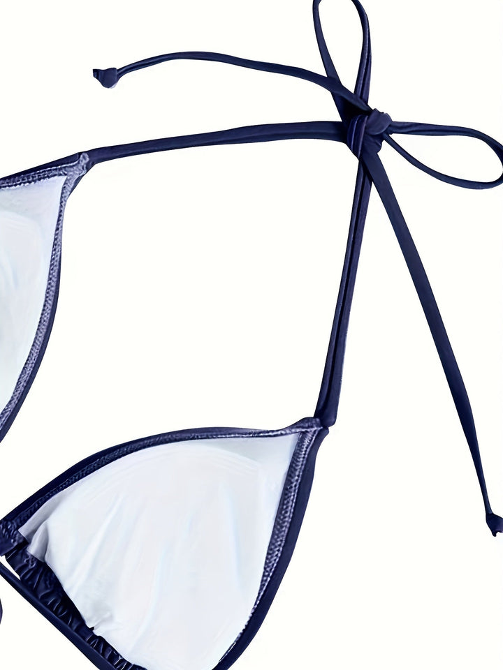 Levoire | Bleu Foncé Ensemble De Bikini Sexy Avec Soutien V Décolleté Et Dos Nu