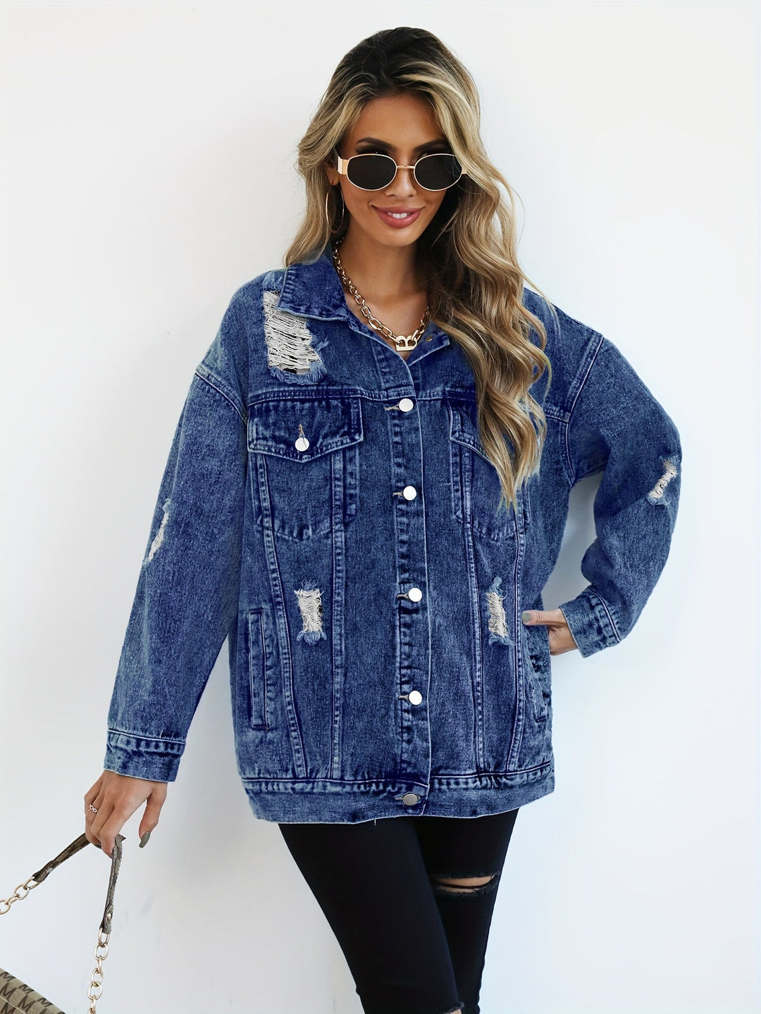 Levoire | Veste En Jean Grise À Manches Longues Et À Coupe Ample