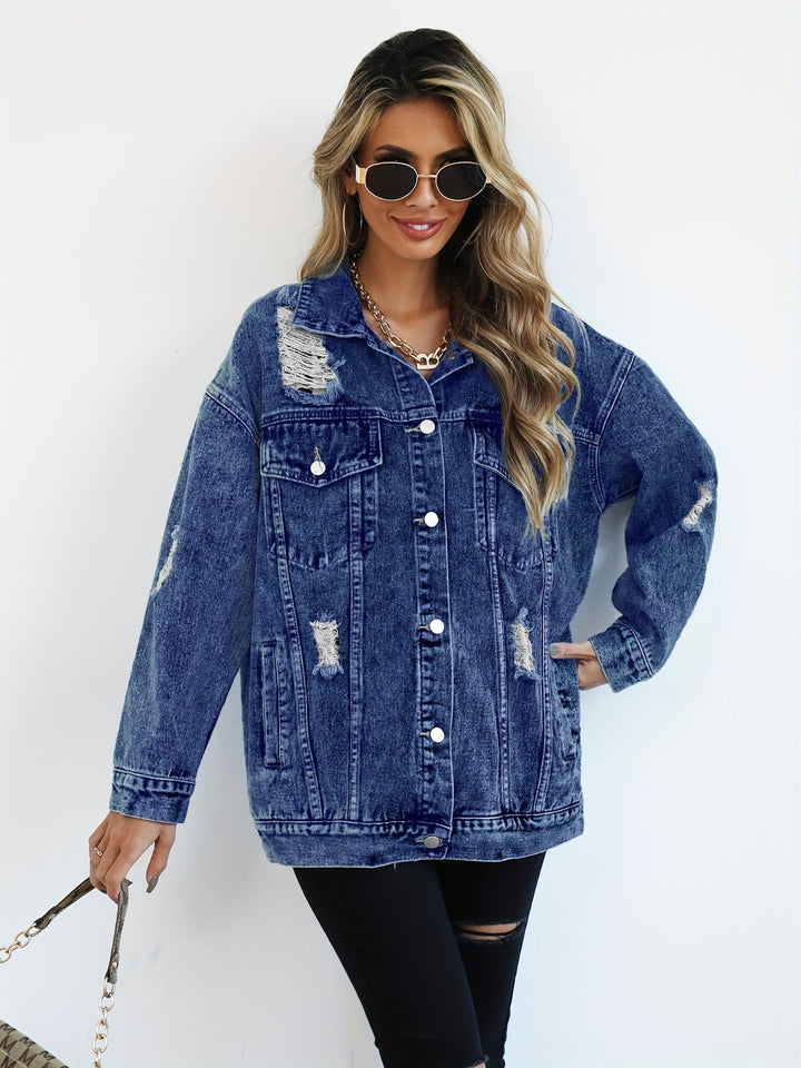 Levoire | Veste En Jean Grise À Manches Longues Et À Coupe Ample