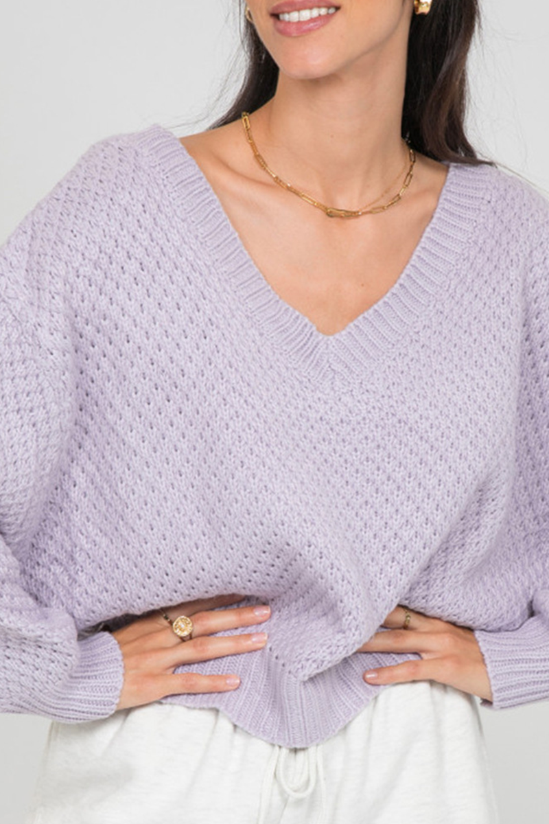 Levoire | Style De Rue Top Avec Décolleté En V Et Détails Fentes Lilas Une taille