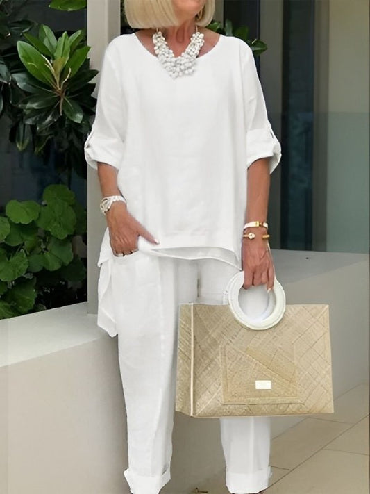 Levoire | Mode Tendance Ensemble À Demi-Manches Blanc