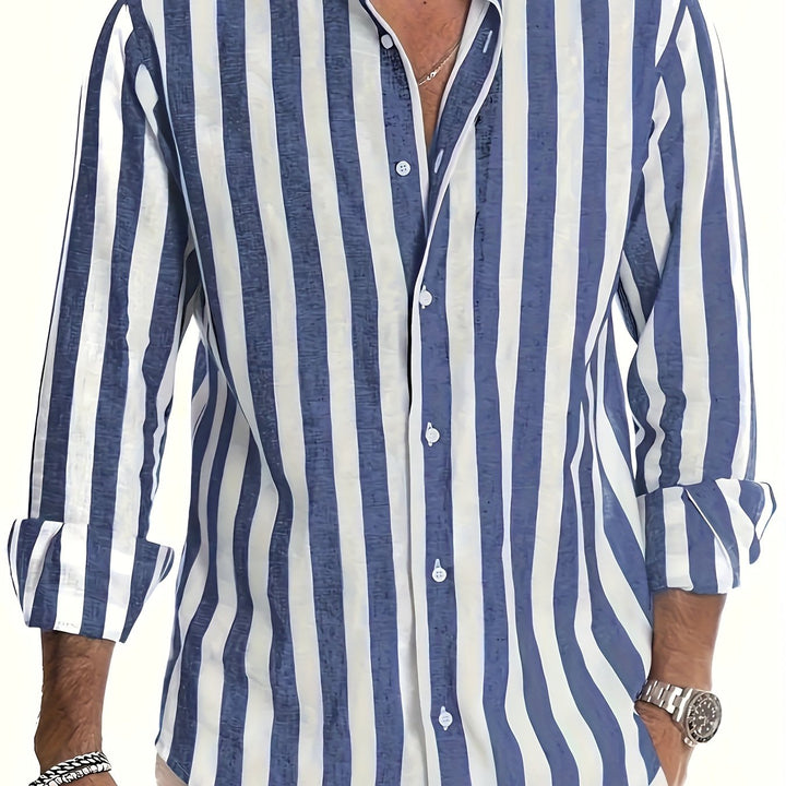 Levoire | Chemise En Coton Lin Rayée Pour Hommes