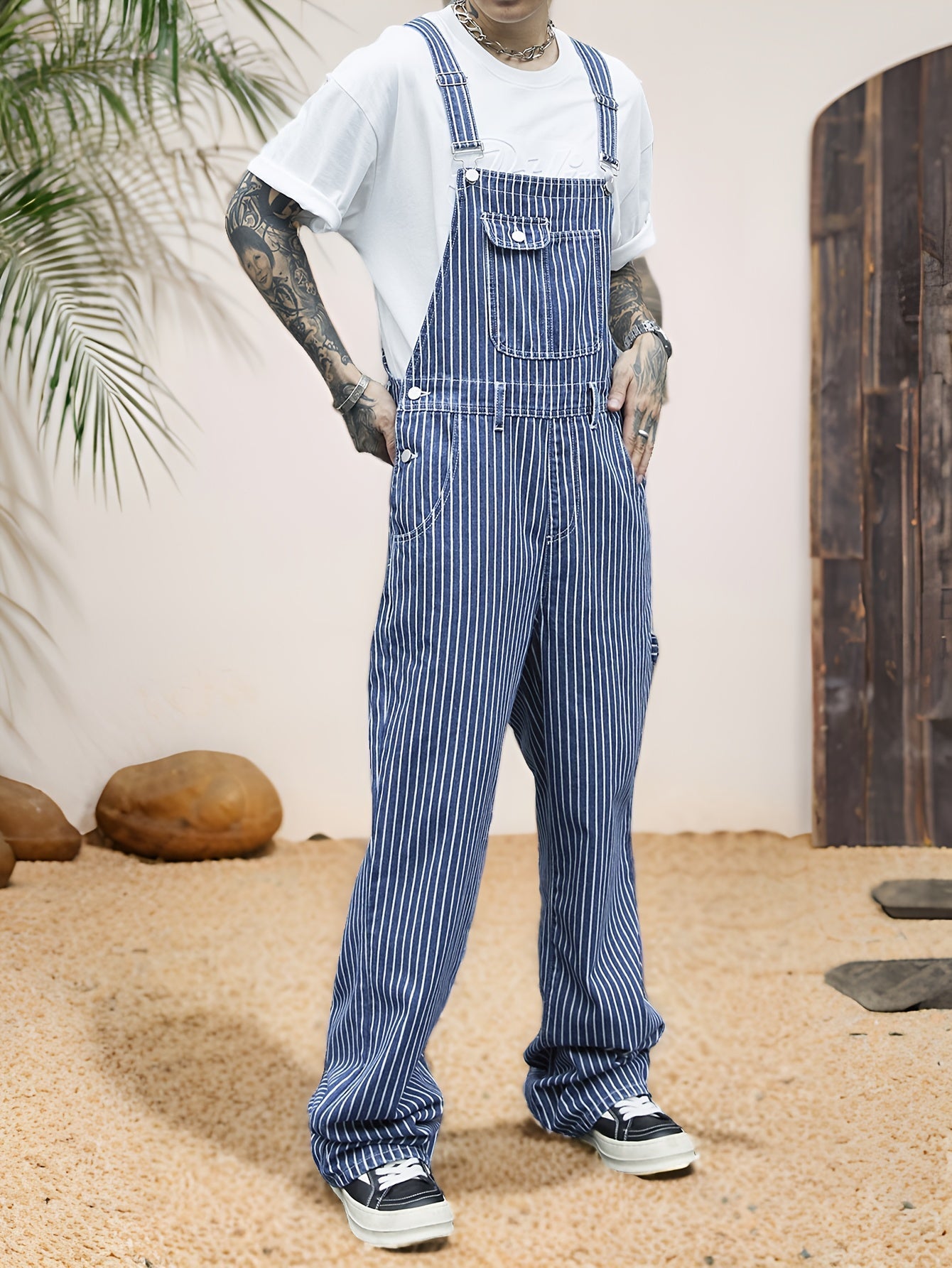 Levoire | Combinaison Détente En Jean Rayé Bleu