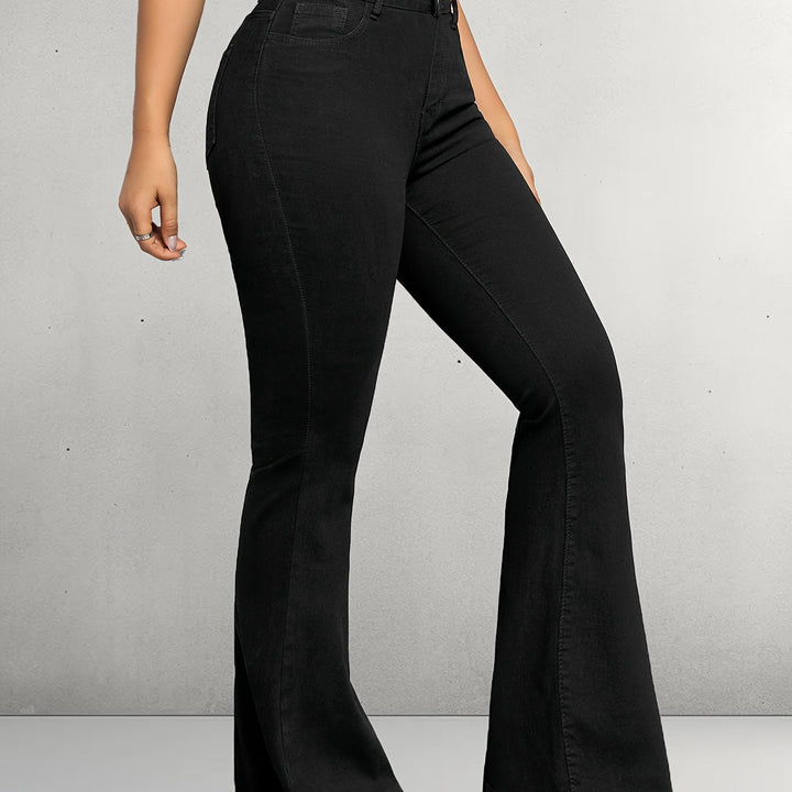 Levoire | Pantalons Flare Noirs Élégants Avec Boutons
