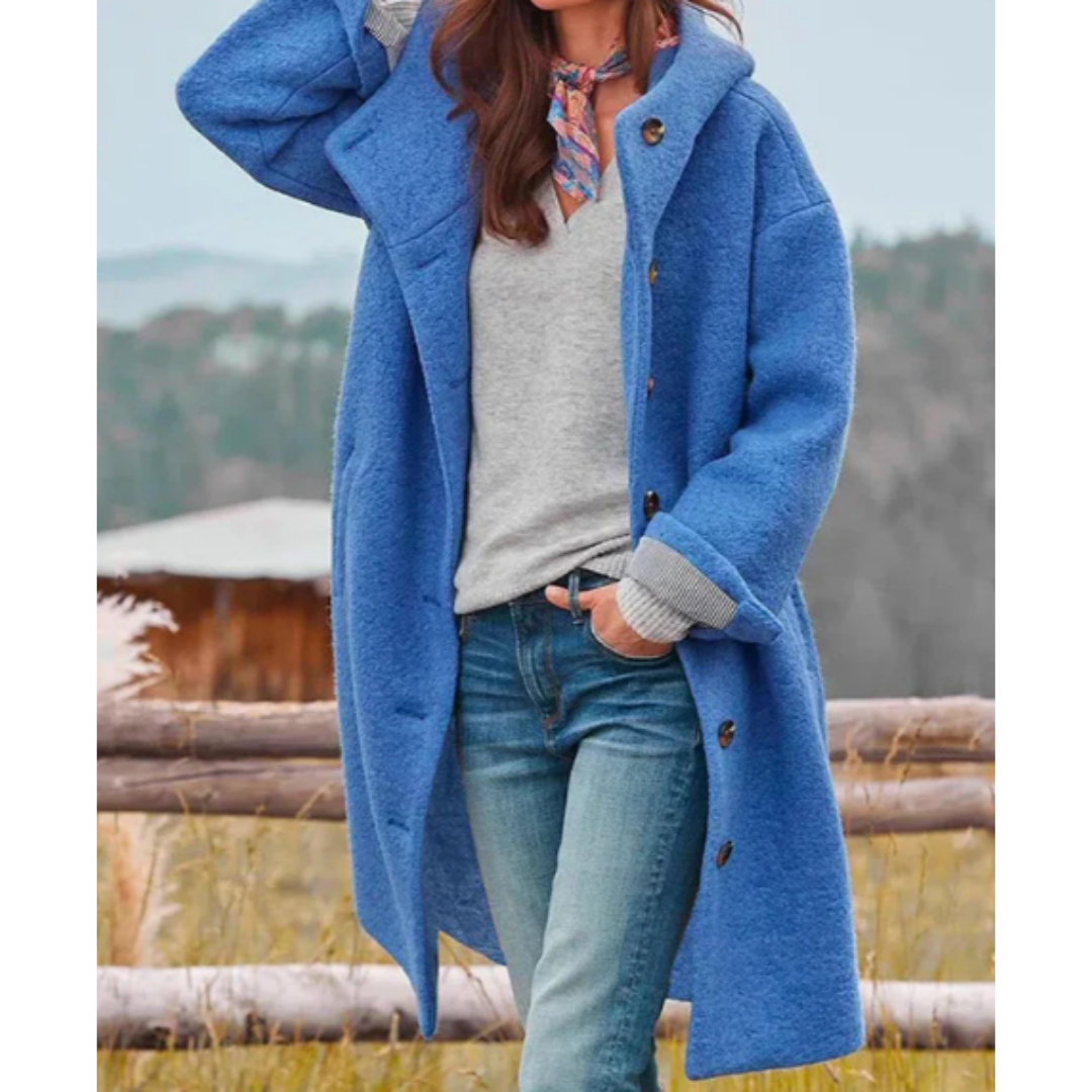 Levoire | Chic Manteau Long Épais Pour Femmes Bleu