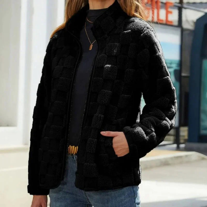 Levoire | Veste En Fleece Chaude Avec Motif Carreauté Noir