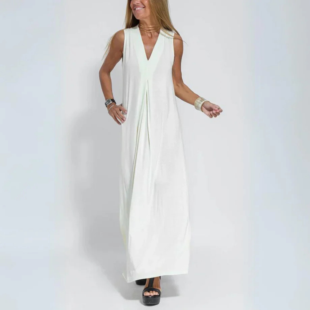 Levoire | Robe maxi minimaliste pour des soirées d'été détendues Blanc