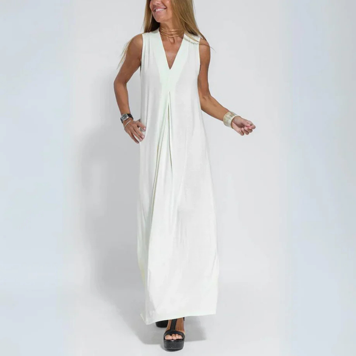 Levoire | Robe maxi minimaliste pour des soirées d'été détendues Blanc