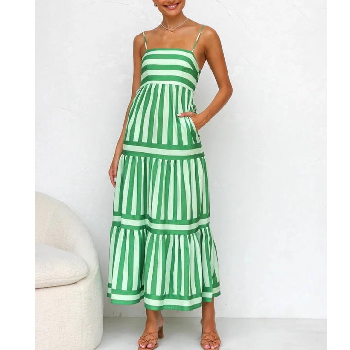 Levoire | Robe d'été midi sans manches pour femmes Vert