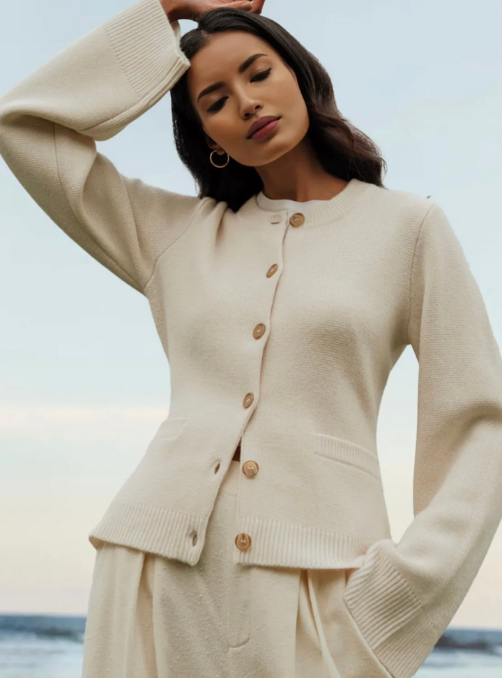 Levoire | Femme Cardigan Doux Avec Boutons Crème