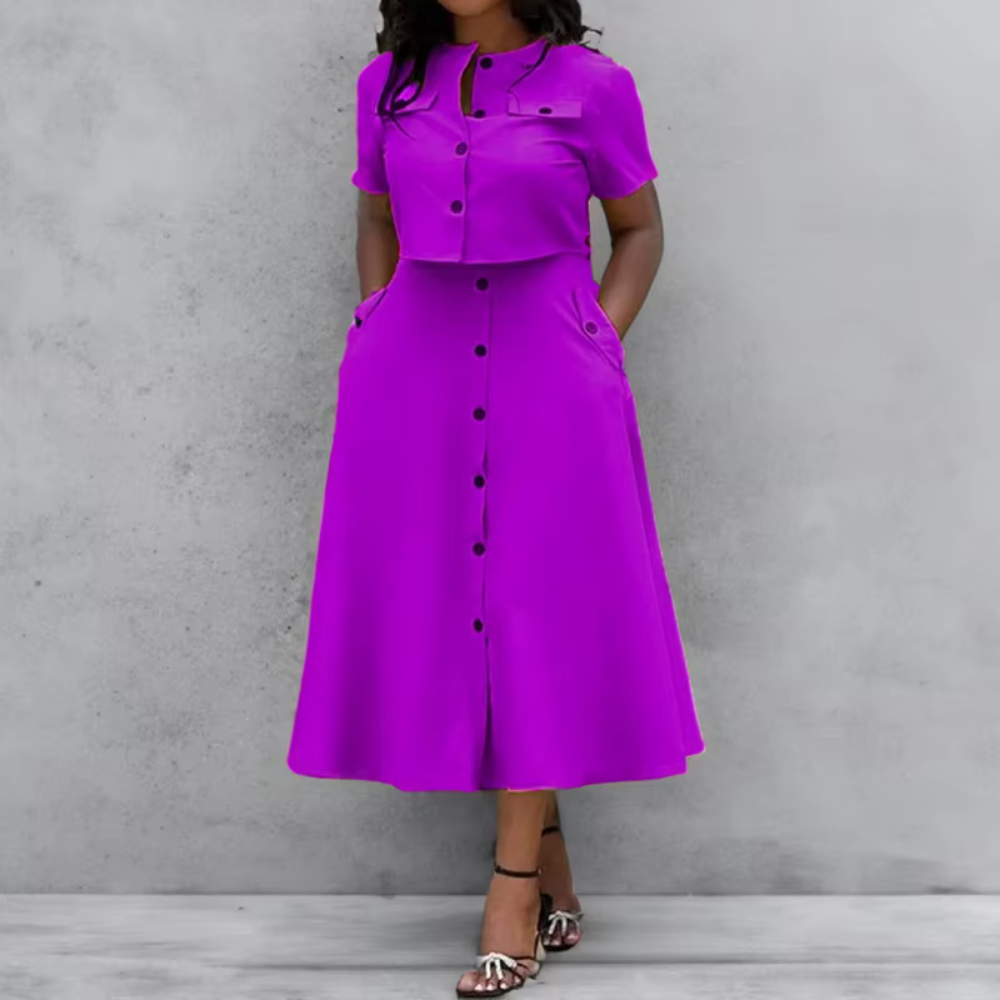 Levoire | Robe midi boutonnée avec poches Lilas