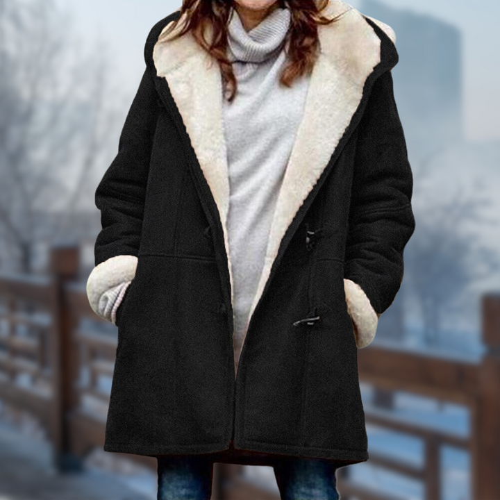 Levoire | Manteau En Fleece Long Doux Et Confortable Pour Femmes Avec Capuche Noir