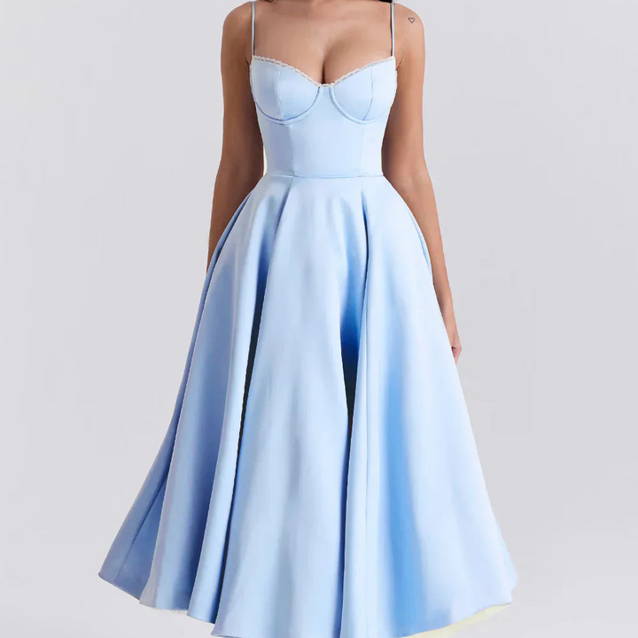 Levoire | Robe D'Été Élégante À Motifs De Roses Bleu