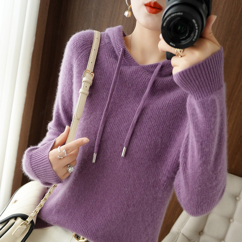 Levoire | Pull Confortable Avec Capuche Violet riche