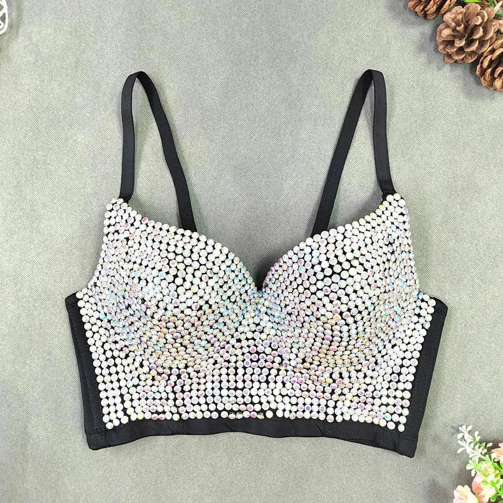 Levoire | Haut sexy bustier à décolleté en V avec de légers diamants