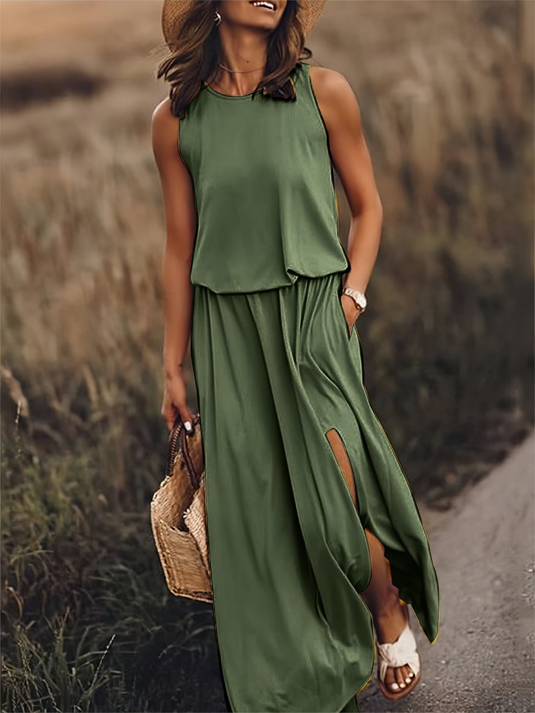Levoire | Robe maxi unie femme Vert