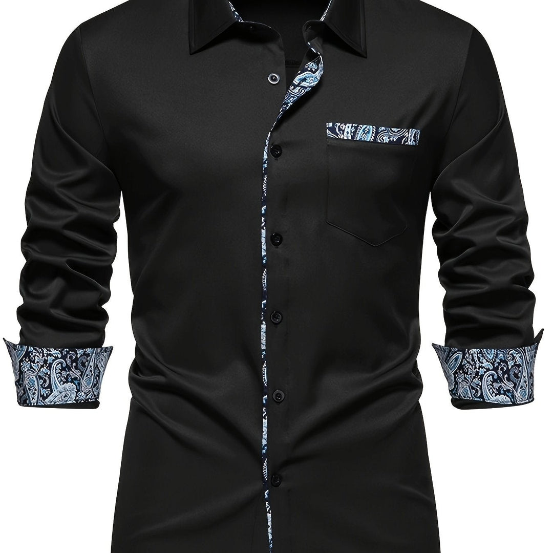 Levoire | Chemise À Col Pour Hommes À Motifs Paisley Noir