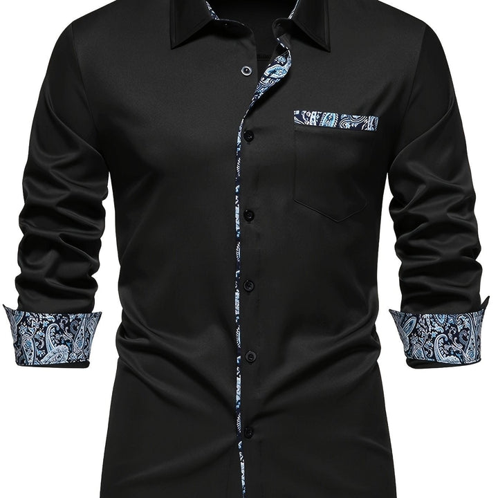 Levoire | Chemise À Col Pour Hommes À Motifs Paisley Noir