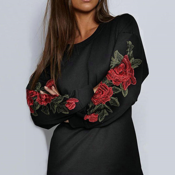 Robe-sweat femme avec design de broderie florale et manches larges Levoire