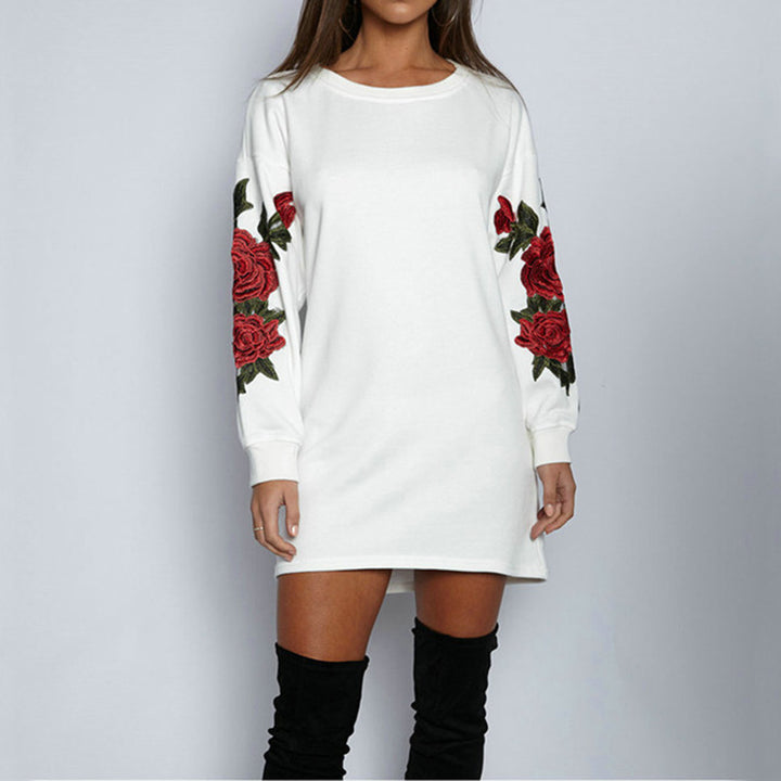 Robe-sweat femme avec design de broderie florale et manches larges Levoire