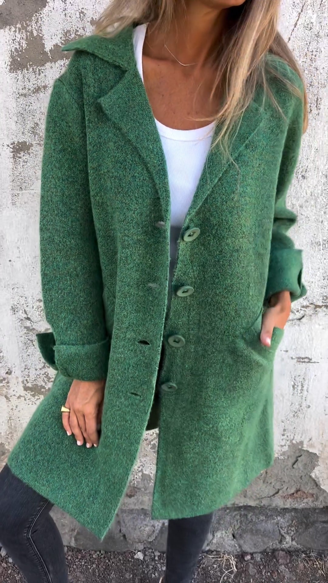 Levoire | Manteau en tricot long Vert