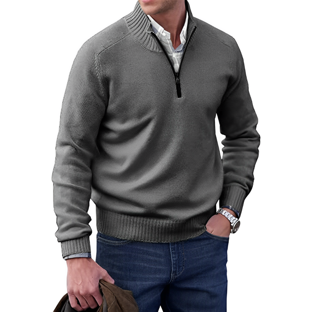 Levoire | Pull Homme Avec Col Zippé Gris foncé
